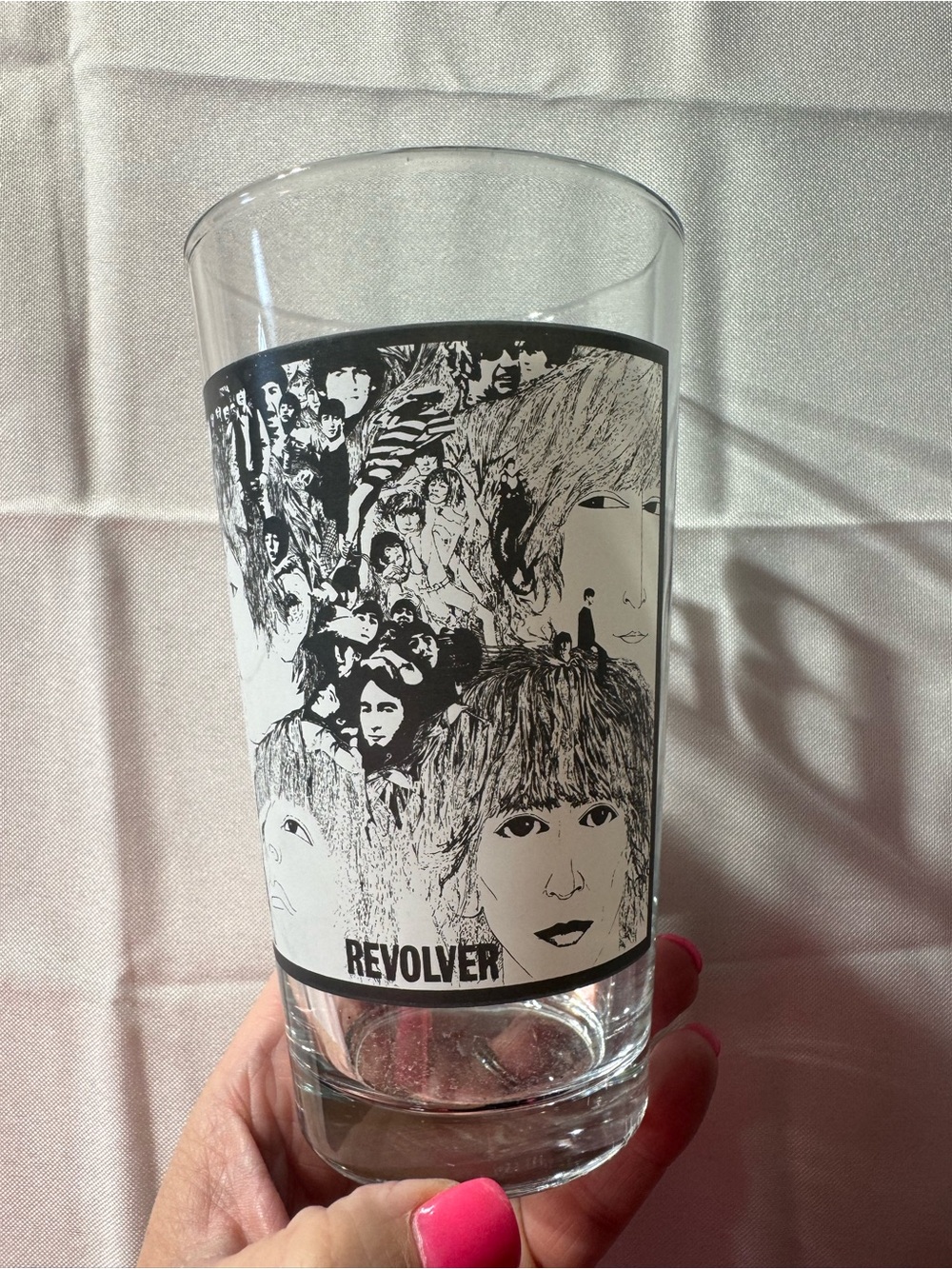 The Beatles Revolver Black and White Glass Tumbler
